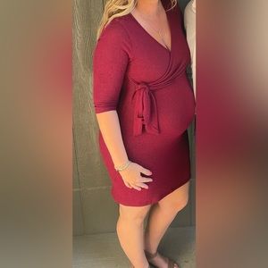 PinkBlush Burgundy Maternity Wrap Dress Ultrasoft